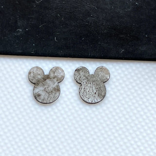 1 Piece 7mm Salt And Pepper Laser Cut Mickey Head Diamond Polished Slice, Clear White Black Mouse Head Diamond Flat Slice, DDS790/2