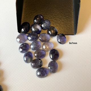 Oval Shaped Faceted Natural Blue Iolite Rose Cut Loose, 7x5mm/8x6mm/9x7mm/10x8mm/11x9mm Blue Iolite Rose Cut Flat Back Cabochon, GDS1920/9