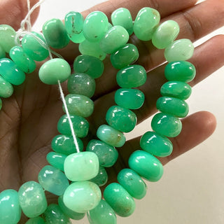 12mm Natural Chrysoprase Smooth Rondelles Beads, Shaded Chrysoprase Beads, Sold As 9 Inch Strand/18 Inch Strand, Natural Green Chrysoprase