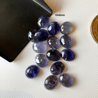 Oval Shaped Faceted Natural Blue Iolite Rose Cut Loose, 7x5mm/8x6mm/9x7mm/10x8mm/11x9mm Blue Iolite Rose Cut Flat Back Cabochon, GDS1920/9