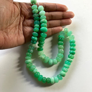 12mm Natural Chrysoprase Smooth Rondelles Beads, Shaded Chrysoprase Beads, Sold As 9 Inch Strand/18 Inch Strand, Natural Green Chrysoprase