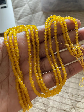 3mm Natural Yellow Chalcedony Faceted Round Rondelles Beads, Excellent Uniform Cut, Yellow Chalcedony Round Beads, 12 Inch Strand, GDS1468