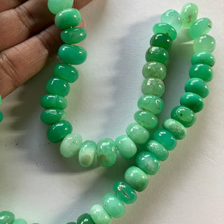 12mm Natural Chrysoprase Smooth Rondelles Beads, Shaded Chrysoprase Beads, Sold As 9 Inch Strand/18 Inch Strand, Natural Green Chrysoprase