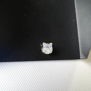 1.00CTW/6mm Approx Lab Grown Diamond Carved Cat, Clear White F/VS1 Lab Grown Diamond, Pet Lover Diamond Jewelry, LG58