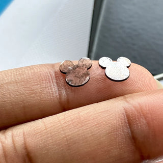 1 Piece 7mm Salt And Pepper Laser Cut Mickey Head Diamond Polished Slice, Clear White Black Mouse Head Diamond Flat Slice, DDS790/2