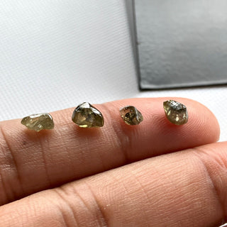 Set Of 4 Pieces/2.30CTW Raw Diamond Loose For Rings Necklace Jewelry, 5mm to 6mm Clear Brown Smooth Raw Rough Earth Mined Diamonds, DDS785/2