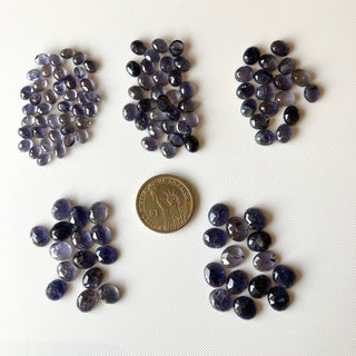 Oval Shaped Faceted Natural Blue Iolite Rose Cut Loose, 7x5mm/8x6mm/9x7mm/10x8mm/11x9mm Blue Iolite Rose Cut Flat Back Cabochon, GDS1920/9