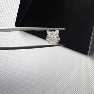 1.00CTW/6mm Approx Lab Grown Diamond Carved Cat, Clear White F/VS1 Lab Grown Diamond, Pet Lover Diamond Jewelry, LG58