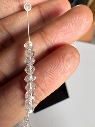 3mm Lab Grown Diamond Beads, Clear White F/VS1 Floating Diamond Jewelry, 5 Piece/8/16 Inch, LG52