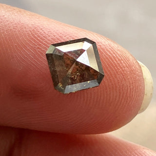 6mm/1.18CTW Clear Green Salt And Pepper Emerald Asscher Cut Rose Cut Loose Diamond, Faceted Rose Cut Loose Diamond For Ring, DDS768/3