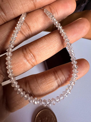 3mm Lab Grown Diamond Beads, Clear White F/VS1 Floating Diamond Jewelry, 5 Piece/8/16 Inch, LG52