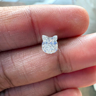 1.00CTW/6mm Approx Lab Grown Diamond Carved Cat, Clear White F/VS1 Lab Grown Diamond, Pet Lover Diamond Jewelry, LG58