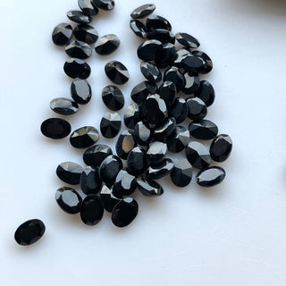 7x5mm 8x6mm 14x10mm Black Onyx Faceted Oval Shaped Loose Gemstones, Natural Black Onyx For Jewelry Making, Black onyx stone loose, SKU-BO16