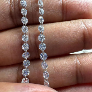 Drilled Lab Grown Diamond Loose Link Chain Yard Necklace In 14K Gold, VVS/EF Round Brilliant Cut Diamond For Floating Diamond Jewelry, LG28