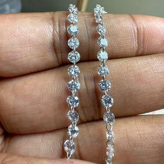 Drilled Lab Grown Diamond Loose Link Chain Yard Necklace In 14K Gold, VVS/EF Round Brilliant Cut Diamond For Floating Diamond Jewelry, LG28