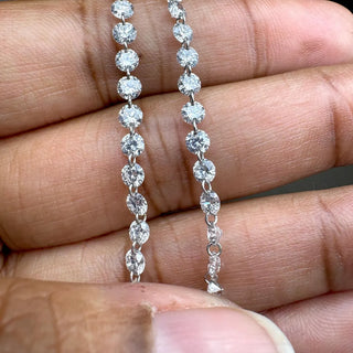 Drilled Lab Grown Diamond Loose Link Chain Yard Necklace In 14K Gold, VVS/EF Round Brilliant Cut Diamond For Floating Diamond Jewelry, LG28