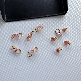 14k Gold Lab Grown Pink Diamond Connector: VS 3mm-5.5mm Drilled Round Brilliant Cut CVD Loose Diamond LG56 - Lab Grown