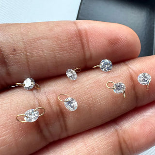 14k Gold Drilled Lab Grown Round Brilliant Cut Diamond Connectors Loose Floating Diamond Jewelry VVS/EF 3mm - 7mm