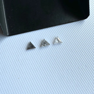 3 Pieces 4x4mm/0.60CTW Clear Grey/White Ombre Triangle Shaped Faceted Salt And Pepper Rose Cut Diamond Loose Cabochon, DDS812/6