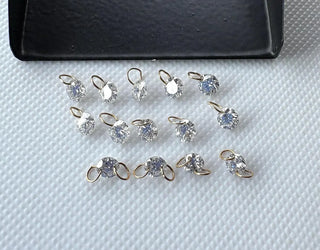 14k Gold Drilled Lab Grown Round Brilliant Cut Diamond Connectors Loose Floating Diamond Jewelry VVS/EF 3mm - 7mm