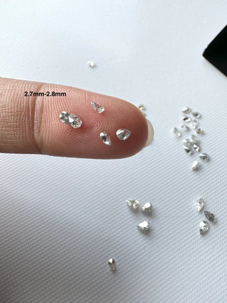 2.7mm to 4.3mm Clear White Salt And Pepper Faceted Full Cut Pear Shaped Natural Earth Mined Diamond Loose For Jewelry Making DDS796/1-6