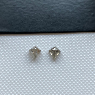 5.7mm Clear Grey/Black Salt And Pepper Shield Kite Shaped Rose Cut Diamond Loose Matched Pair, Faceted Rose Cut For Earring, DDS770/7