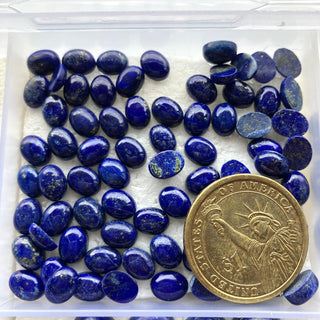 Natural Lapis Lazuli Oval Shaped Blue Color Smooth Flat Back Loose Cabochons For Jewelry, 7mm/8mm/10mm/11mm/12mm/15mm/18mm Lapis, GDS2274/17