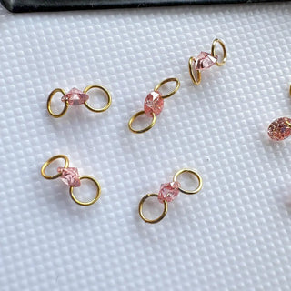 14k Gold Lab Grown Pink Diamond Connector: VS 3mm-5.5mm Drilled Round Brilliant Cut CVD Loose Diamond LG56 - Lab Grown