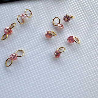 14k Gold Lab Grown Pink Diamond Connector: VS 3mm-5.5mm Drilled Round Brilliant Cut CVD Loose Diamond LG56 - Lab Grown