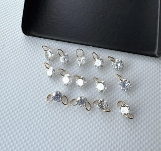 14k Gold Drilled Lab Grown Round Brilliant Cut Diamond Connectors Loose Floating Diamond Jewelry VVS/EF 3mm - 7mm