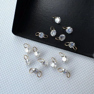 14k Gold Drilled Lab Grown Round Brilliant Cut Diamond Connectors Loose Floating Diamond Jewelry VVS/EF 3mm - 7mm