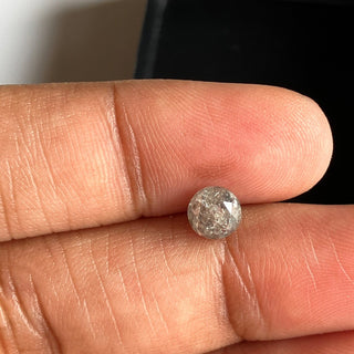 0.89CTW/5.5mm Grey Salt And Pepper Round Brilliant Cut Faceted Diamond Loose, Faceted Grey Black Full Cut Loose Diamond For Ring, DDS787/2