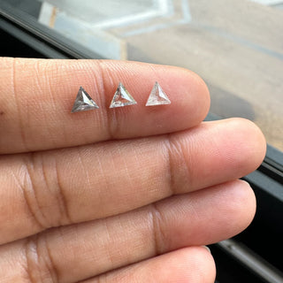 3 Pieces 4x4mm/0.60CTW Clear Grey/White Ombre Triangle Shaped Faceted Salt And Pepper Rose Cut Diamond Loose Cabochon, DDS812/6