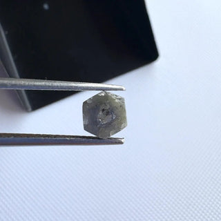 1.06CTW/6.8mm Natural Black/Grey Shield Shaped Conflict Free Earth Mined Raw Rough Diamond, Laser Cut Diamond Loose For Jewelry, DDS723/14
