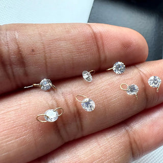 14k Gold Drilled Lab Grown Round Brilliant Cut Diamond Connectors Loose Floating Diamond Jewelry VVS/EF 3mm - 7mm