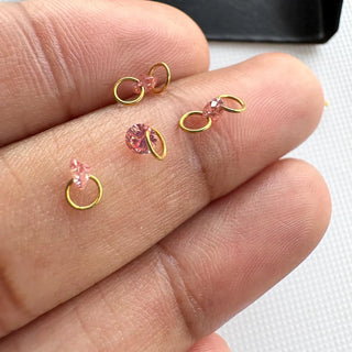 14k Gold Lab Grown Pink Diamond Connector: VS 3mm-5.5mm Drilled Round Brilliant Cut CVD Loose Diamond LG56 - Lab Grown