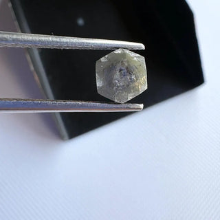 1.06CTW/6.8mm Natural Black/Grey Shield Shaped Conflict Free Earth Mined Raw Rough Diamond, Laser Cut Diamond Loose For Jewelry, DDS723/14