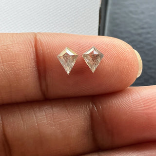 5.7mm Clear Grey/Black Salt And Pepper Shield Kite Shaped Rose Cut Diamond Loose Matched Pair, Faceted Rose Cut For Earring, DDS770/7