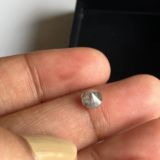 0.89CTW/5.5mm Grey Salt And Pepper Round Brilliant Cut Faceted Diamond Loose, Faceted Grey Black Full Cut Loose Diamond For Ring, DDS787/2