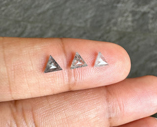 3 Pieces 4x4mm/0.60CTW Clear Grey/White Ombre Triangle Shaped Faceted Salt And Pepper Rose Cut Diamond Loose Cabochon, DDS812/6