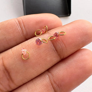 14k Gold Lab Grown Pink Diamond Connector: VS 3mm-5.5mm Drilled Round Brilliant Cut CVD Loose Diamond LG56 - Lab Grown