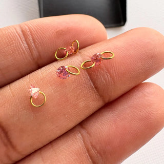 14k Gold Lab Grown Pink Diamond Connector: VS 3mm-5.5mm Drilled Round Brilliant Cut CVD Loose Diamond LG56 - Lab Grown