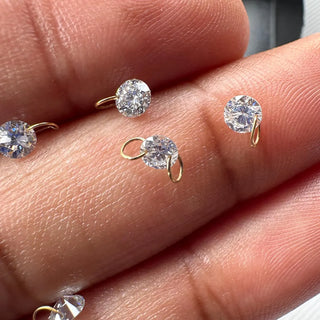 14k Gold Drilled Lab Grown Round Brilliant Cut Diamond Connectors Loose Floating Diamond Jewelry VVS/EF 3mm - 7mm