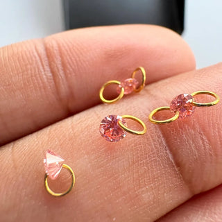 14k Gold Lab Grown Pink Diamond Connector: VS 3mm-5.5mm Drilled Round Brilliant Cut CVD Loose Diamond LG56 - Lab Grown