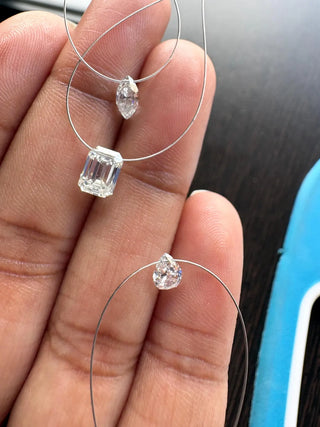 Lab Grown Emerald Cut/Pear/Marquise Side Drilled Diamond Loose, Side Drilled Diamond For Jewelry, CVD Diamond Jewelry, LG65