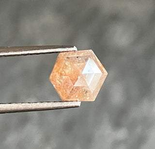 1.17CTW/7.8mm Natural Red Peach Hexagon Shaped Rose Cut Diamond Loose, Double Cut Faceted Rose Cut Loose Diamond Cabochon For Ring, DDS779/5