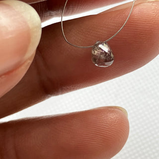 1 Piece 0.51CTW/4.6mm Pink Purple Diamond Briolette Bead, Faceted Teardrop Shape Pink Diamond Bead, DDS776/23