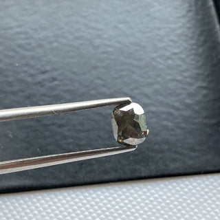 0.78CTW/6mm Black Grey Cushion Shaped Salt And Pepper Faceted Rose Cut Diamond Loose, Natural Rose Cut Loose Diamond, DDS778/4