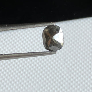 0.78CTW/6mm Black Grey Cushion Shaped Salt And Pepper Faceted Rose Cut Diamond Loose, Natural Rose Cut Loose Diamond, DDS778/4