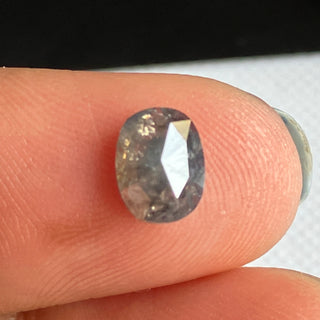 0.82CTW/6.7mm Clear Grey Oval Shaped Salt And Pepper Faceted Rose Cut Diamond Loose, Natural Rose Cut Loose Diamond For Ring, DDS778/8